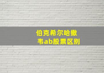 伯克希尔哈撒韦ab股票区别