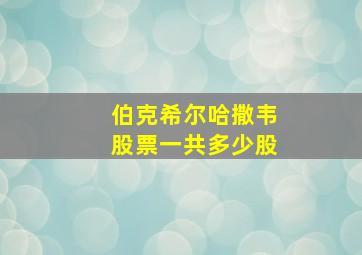 伯克希尔哈撒韦股票一共多少股