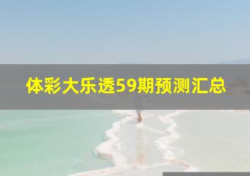 体彩大乐透59期预测汇总