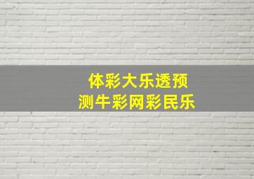 体彩大乐透预测牛彩网彩民乐