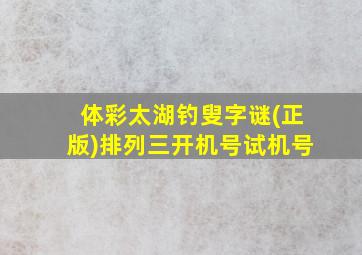 体彩太湖钓叟字谜(正版)排列三开机号试机号