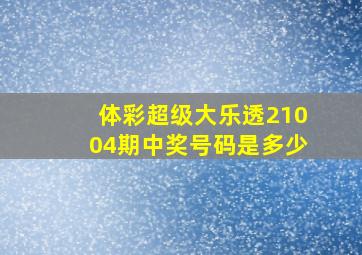 体彩超级大乐透21004期中奖号码是多少