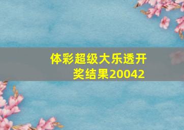 体彩超级大乐透开奖结果20042