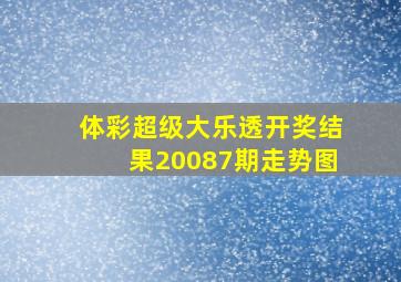 体彩超级大乐透开奖结果20087期走势图