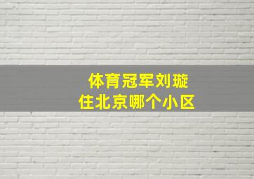 体育冠军刘璇住北京哪个小区