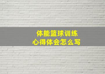 体能篮球训练心得体会怎么写