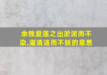 余独爱莲之出淤泥而不染,濯清涟而不妖的意思