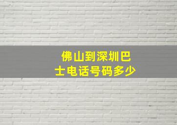 佛山到深圳巴士电话号码多少