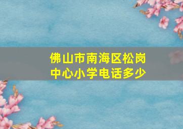 佛山市南海区松岗中心小学电话多少