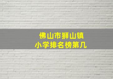 佛山市狮山镇小学排名榜第几