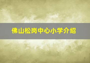 佛山松岗中心小学介绍