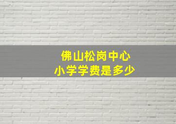 佛山松岗中心小学学费是多少