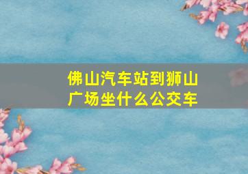 佛山汽车站到狮山广场坐什么公交车