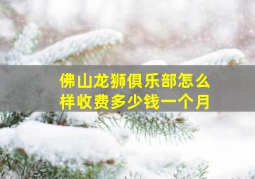 佛山龙狮俱乐部怎么样收费多少钱一个月