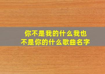 你不是我的什么我也不是你的什么歌曲名字