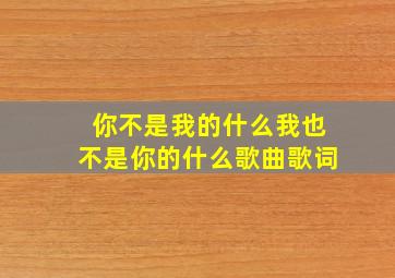 你不是我的什么我也不是你的什么歌曲歌词