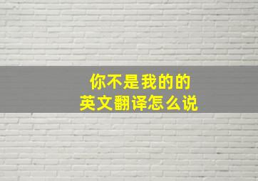 你不是我的的英文翻译怎么说