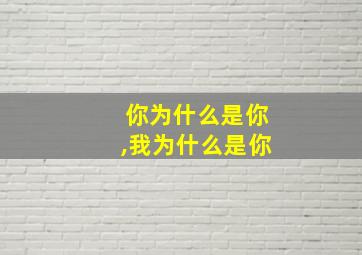 你为什么是你,我为什么是你