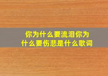 你为什么要流泪你为什么要伤悲是什么歌词