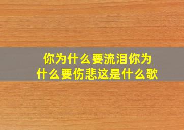 你为什么要流泪你为什么要伤悲这是什么歌