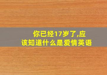 你已经17岁了,应该知道什么是爱情英语