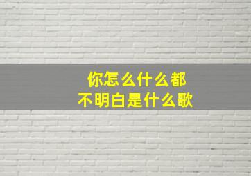 你怎么什么都不明白是什么歌