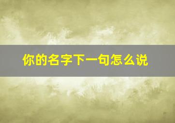 你的名字下一句怎么说