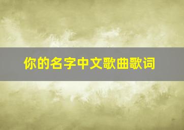 你的名字中文歌曲歌词