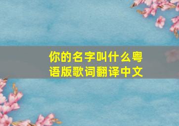 你的名字叫什么粤语版歌词翻译中文