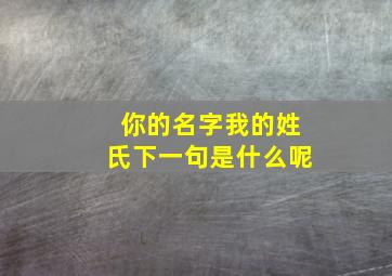 你的名字我的姓氏下一句是什么呢