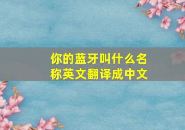 你的蓝牙叫什么名称英文翻译成中文