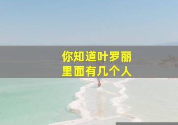 你知道叶罗丽里面有几个人