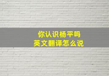 你认识杨平吗英文翻译怎么说