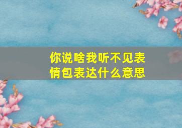 你说啥我听不见表情包表达什么意思