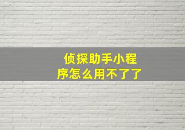 侦探助手小程序怎么用不了了