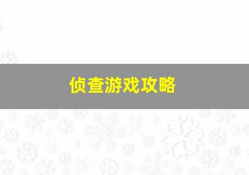 侦查游戏攻略