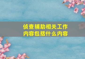 侦查辅助相关工作内容包括什么内容