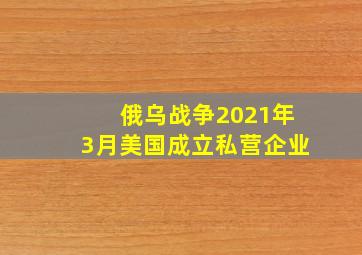 俄乌战争2021年3月美国成立私营企业