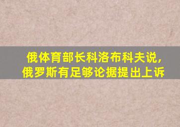 俄体育部长科洛布科夫说,俄罗斯有足够论据提出上诉