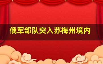 俄军部队突入苏梅州境内