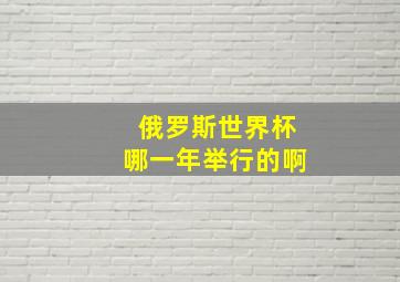 俄罗斯世界杯哪一年举行的啊