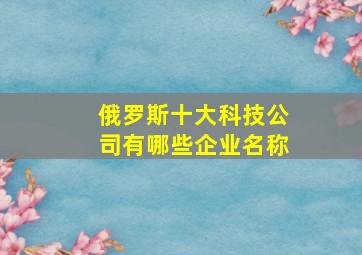 俄罗斯十大科技公司有哪些企业名称