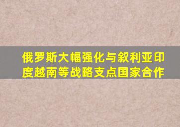 俄罗斯大幅强化与叙利亚印度越南等战略支点国家合作