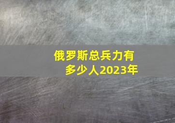 俄罗斯总兵力有多少人2023年