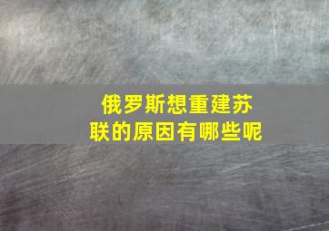 俄罗斯想重建苏联的原因有哪些呢