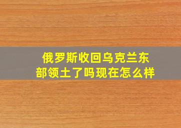 俄罗斯收回乌克兰东部领土了吗现在怎么样