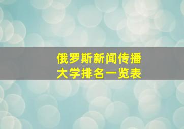 俄罗斯新闻传播大学排名一览表