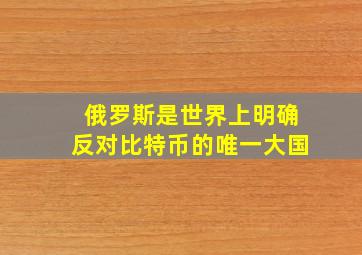 俄罗斯是世界上明确反对比特币的唯一大国