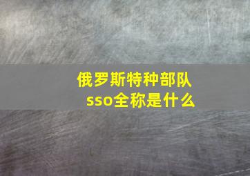 俄罗斯特种部队sso全称是什么