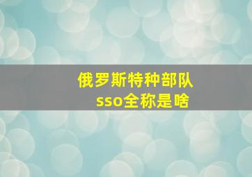 俄罗斯特种部队sso全称是啥